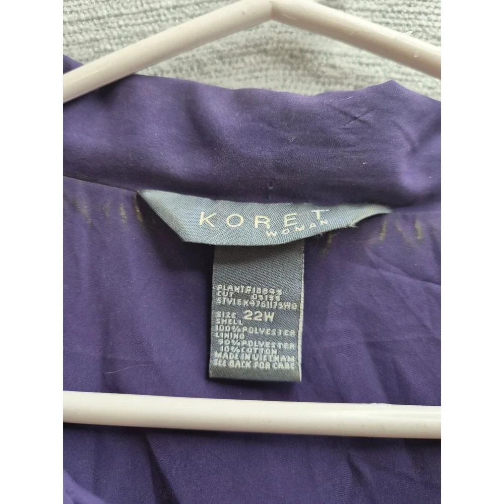 Koret Windbreaker Jacket Womens 22W Purple Cotton Full Zip Winter Wear Outdoor